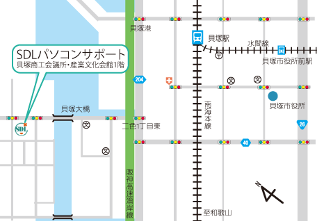 SDLパソコンサポート周辺地図 地図